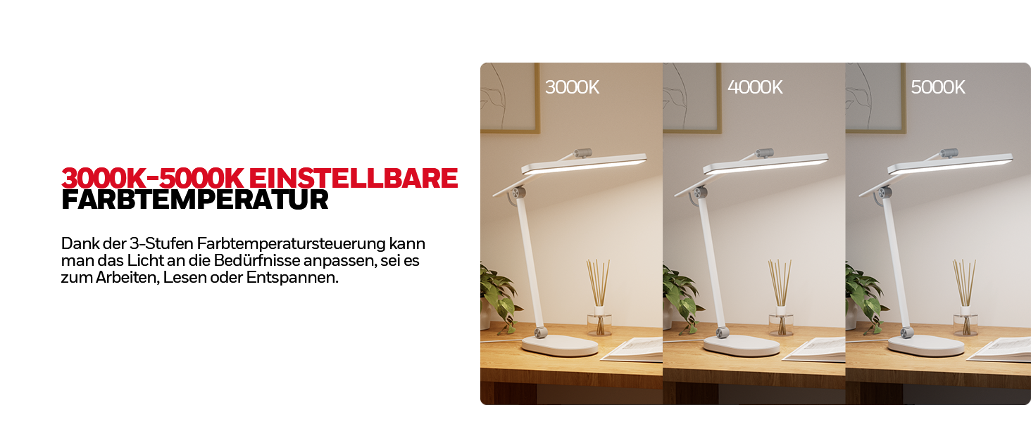 Настільна LED лампа Honeywell H4 Sunturalux – офісна лампа з диммером, 3 режими світла, 5 рівнів яскравості, таймер, сенсорне управління, сірий