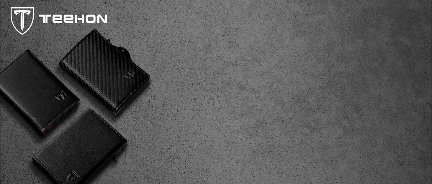 Чоловічий гаманець TEEHON з RFID захистом, відділенням для монет, 7 відділень для карток та ID-вікном, шкіряний, чорно-помаранчевий