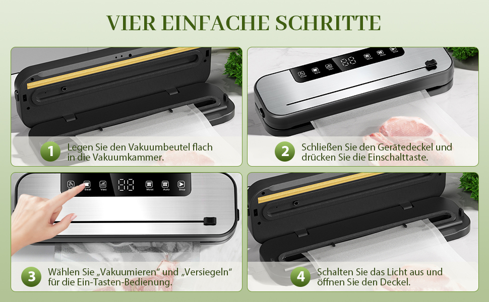 Вакуумний апарат Automatik 6-в-1 для продуктів харчування, з 50 пакетами, цифровий таймер, для сухих та вологих продуктів