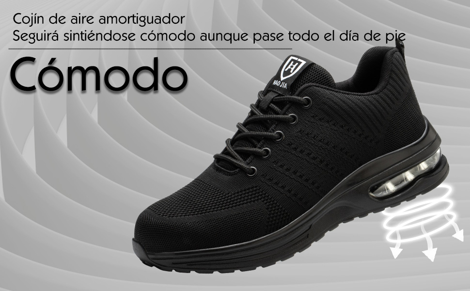 Черевики робочі чоловічі/жіночі, захисні, спортивні, з металевим підноском, неслизькі, дихаючі, 46 EU, чорні