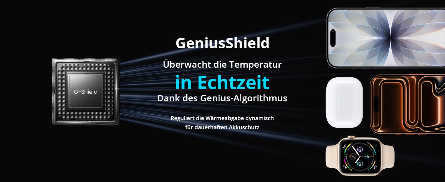 Зарядний пристрій 3-в-1 GEEKERA MagSafe для Apple Watch, iPhone (12-17) та AirPods, індуктивне зарядне, чорний матовий