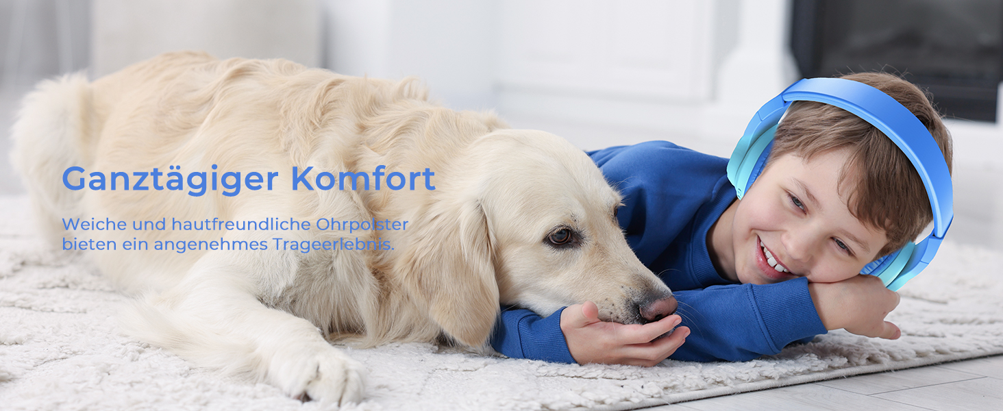 iClever Бездротові навушники для дітей з LED-підсвіткою, Bluetooth 5.2, мікрофон, BTH12 (градієнт синього)