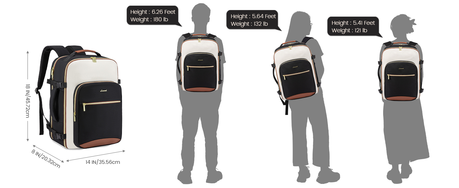 Рюкзак LOVEVOOK для ручної поклажі літака, 40L, водонепроникний, для ноутбука 17 дюймів, для подорожей, школи, роботи, кемпінгу, чоловічий/жіночий, бежевий+чорний+коричневий
