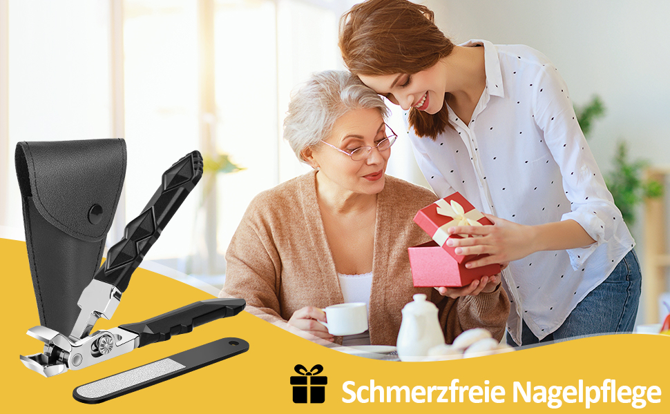 Кусачки для нігтів Nagel з ергономічною ручкою для педикюру, широка голівка, для літніх людей, преміум сталь для чоловіків та жінок