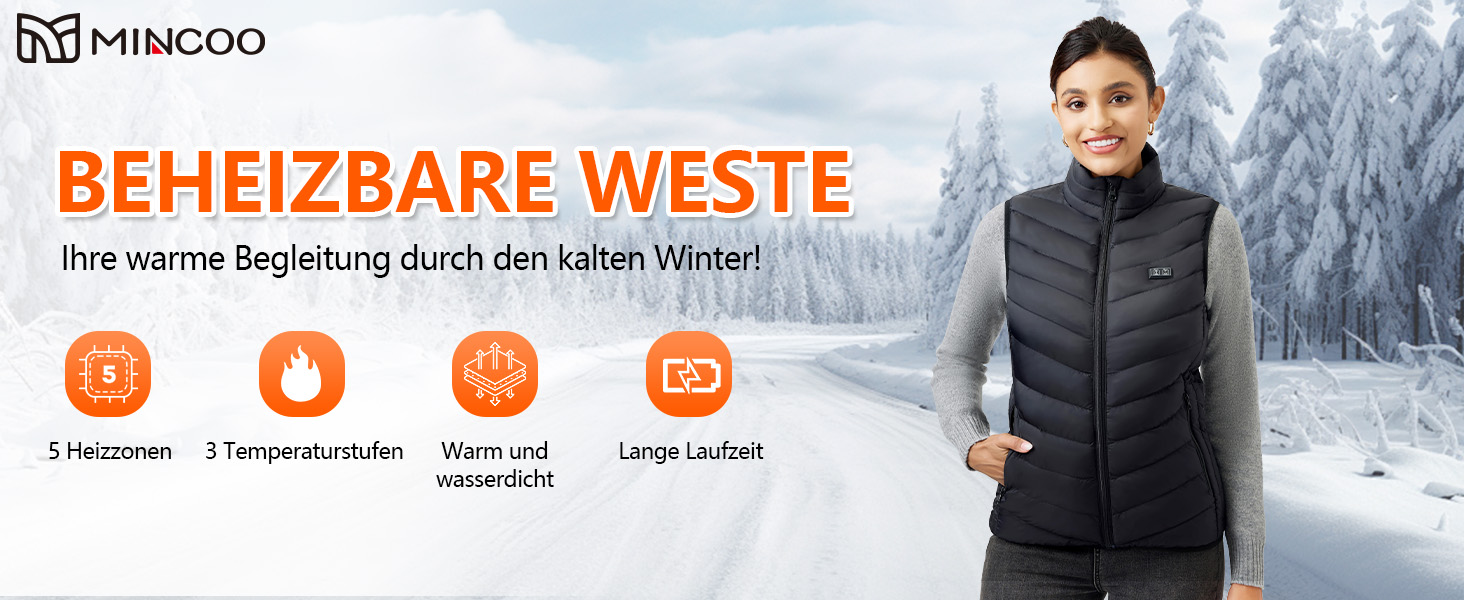 Гріюча жилетка для чоловіків та жінок з акумулятором 10000mAh, 5 зон обігріву, 3 режими температури, подвійне керування, для зимових активностей (L, Світло-чорний)