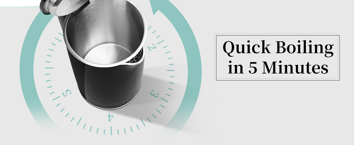 Електричний чайник Aigostar 1.7л, чорний матовий, нержавіюча сталь, 2200W, з подвійними стінками, автоматичне відключення, BPA Free, для кухні та офісу