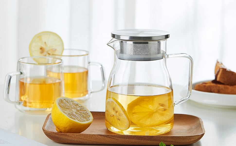 Скляний чайник для заварювання чаю CNGLASS 800 мл з фільтром із нержавіючої сталі, термостійкий заварник для листового чаю