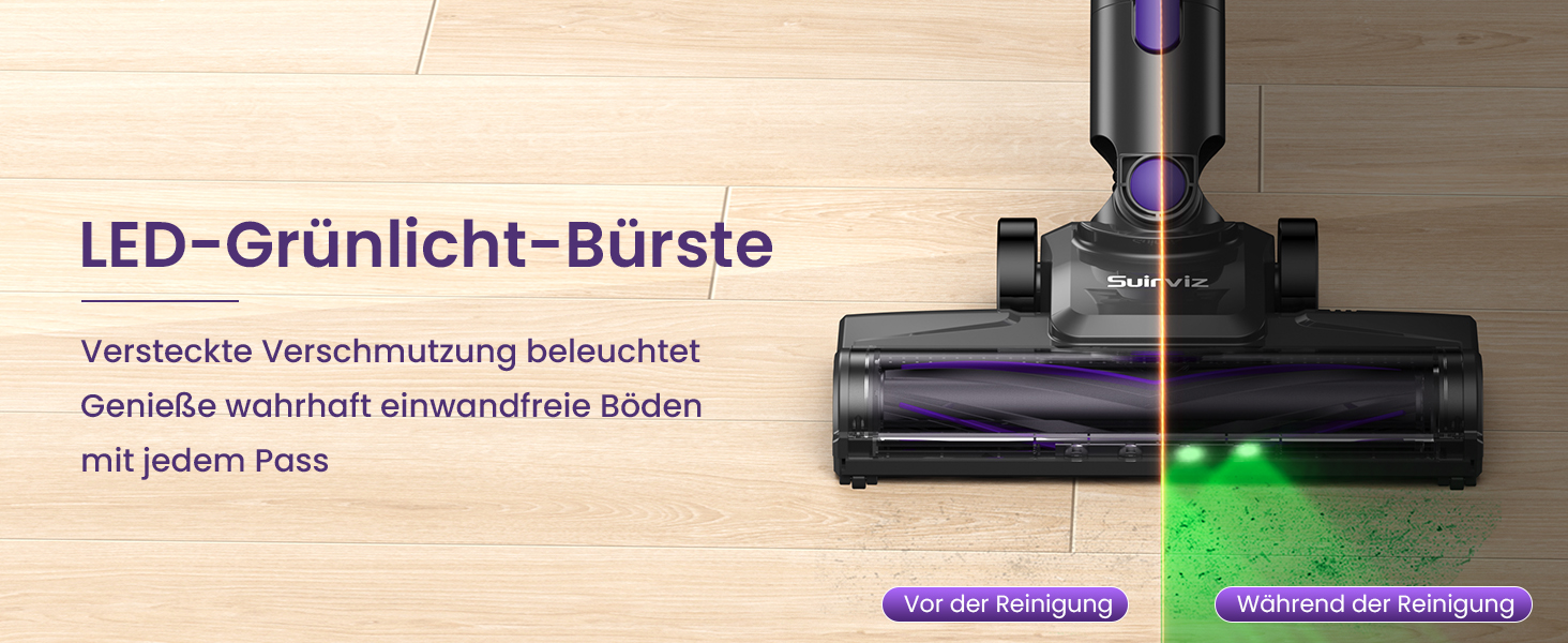 Акумуляторний пилосос Suirviz бездротовий, 40000Pa/500W, 45 хв роботи, самостійна парковка, легкий, для твердих поверхонь, килимів, шерсті тварин, фіолетовий
