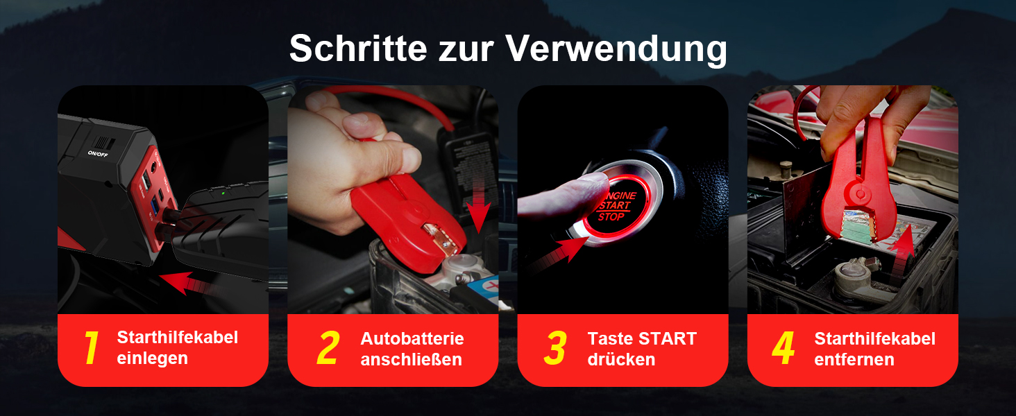 Powerbank для автомобіля POWKEY 2000A: пусковий пристрій, LED, 2 USB, 12V, для бензину/дизеля