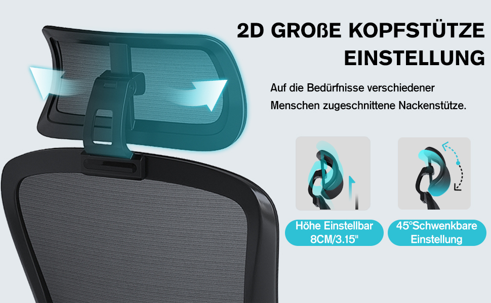 Ергономічне крісло для офісу, обертовий офісний стілець з подушкою для попереку, регульовані підголівник та підлокітники, крісло для керівника до 150 кг (Чорний)