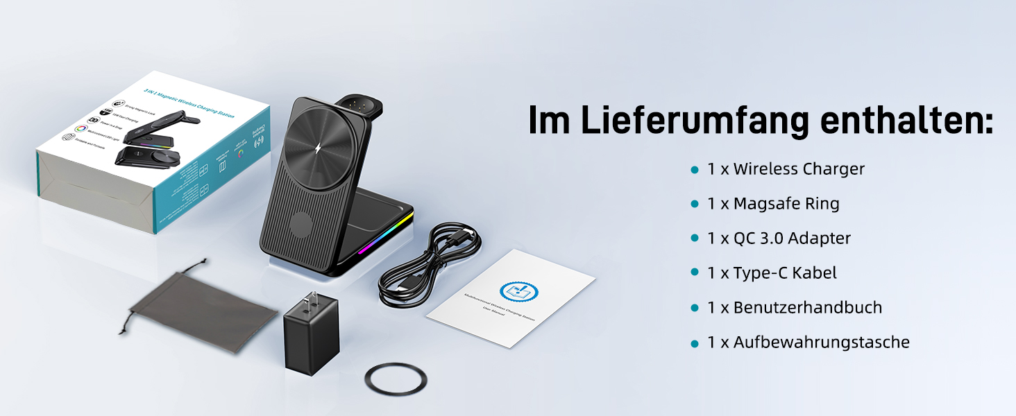 Магнітна зарядна станція 3-в-1 для Google Pixel Watch 3/2, Pixel 10/Pro/XL, 9/Pro/XL та Pixel Buds. Бездротовий зарядний пристрій Magsafe, складаний, для подорожей.