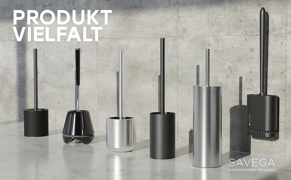 Набір для туалету SAVEGA: щітка для унітазу з нержавіючої сталі та силікону з підставкою, антибактеріальна головка, WC-газетниця, сріблястий колір