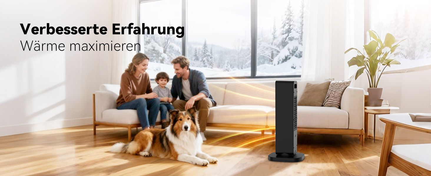 Електричний обігрівач PTC, 2200W, керамічний, з пультом, 4 режими, таймер 12H, термостат, ECO-режим, осциляція 70°, захист від перегріву та перекидання, для дому/офісу, чорний, 61 см