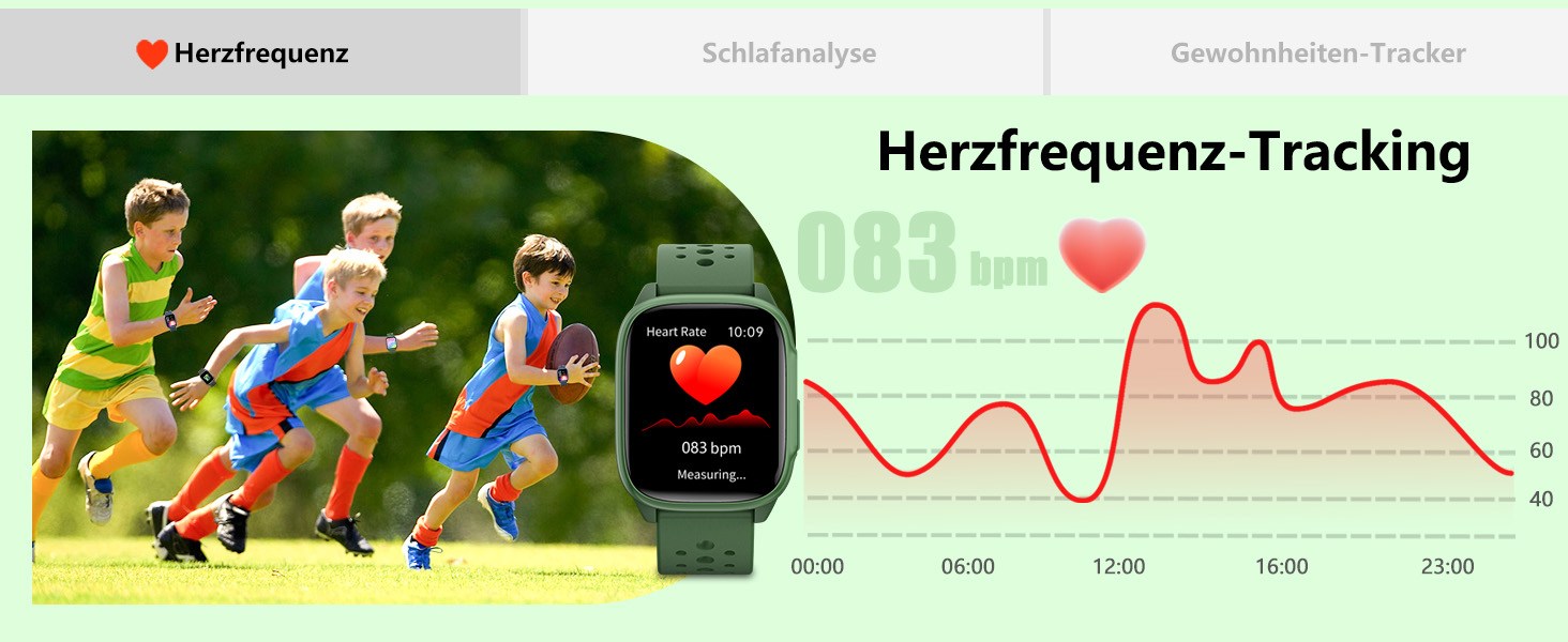 Дитячий розумний годинник Kinder з 140 спортивними режимами, фітнес-трекер, вимірювання пульсу, ігри-головоломки, IP68 вологозахист, без використання додатку/телефону, подарунок для хлопчиків-підлітків 6-15 років, зелений