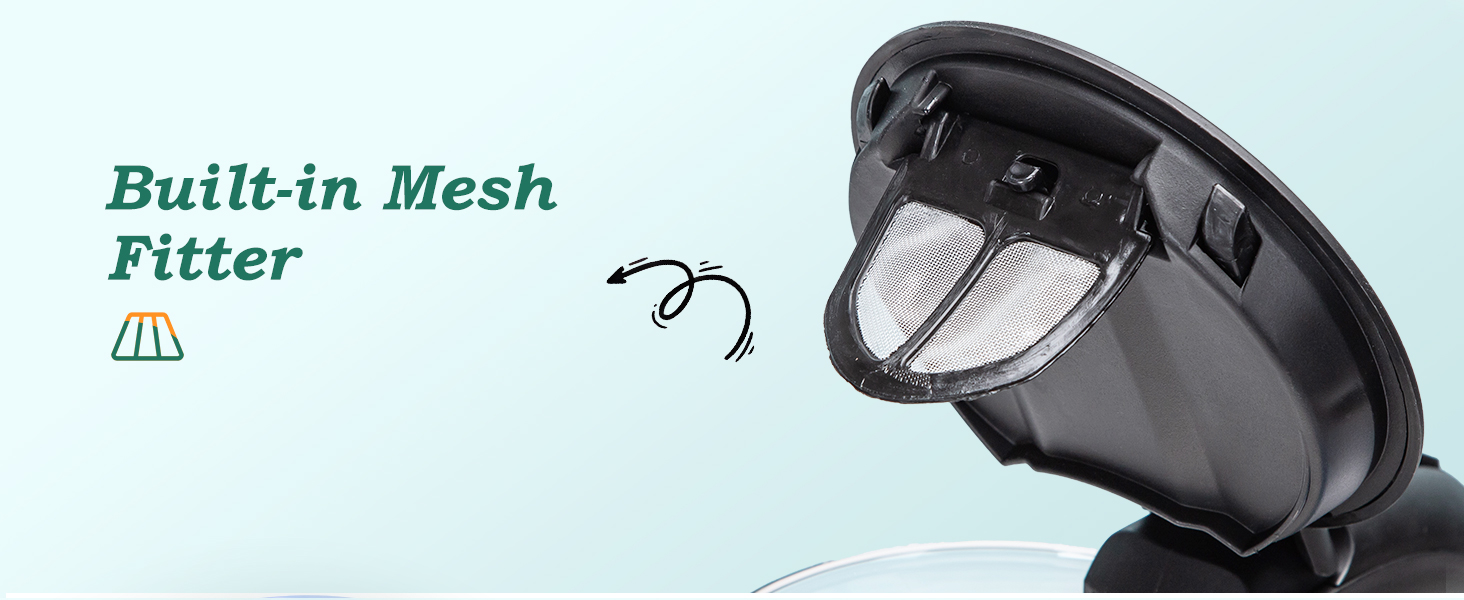 Електричний чайник Aigostar Elfin 1 л, 2200W, з LED-підсвічуванням, з боросилікатного скла, міні-чайник для дому, офісу, гуртожитку, BPA Free, чорний