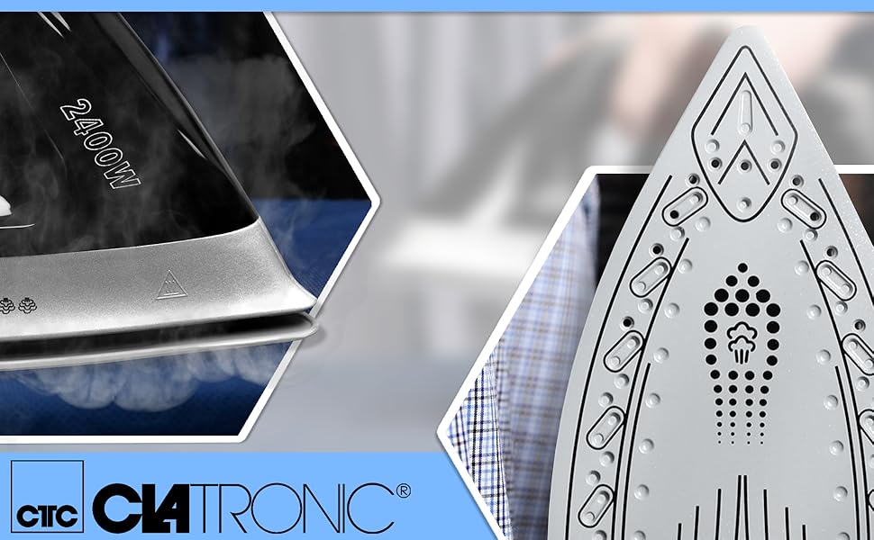 Праска-парогенератор Clatronic DBS 3749 чорна | 3,5 бар, 1,2 л, 2400 Вт | Анти-крапельна система, Superglide-підошва