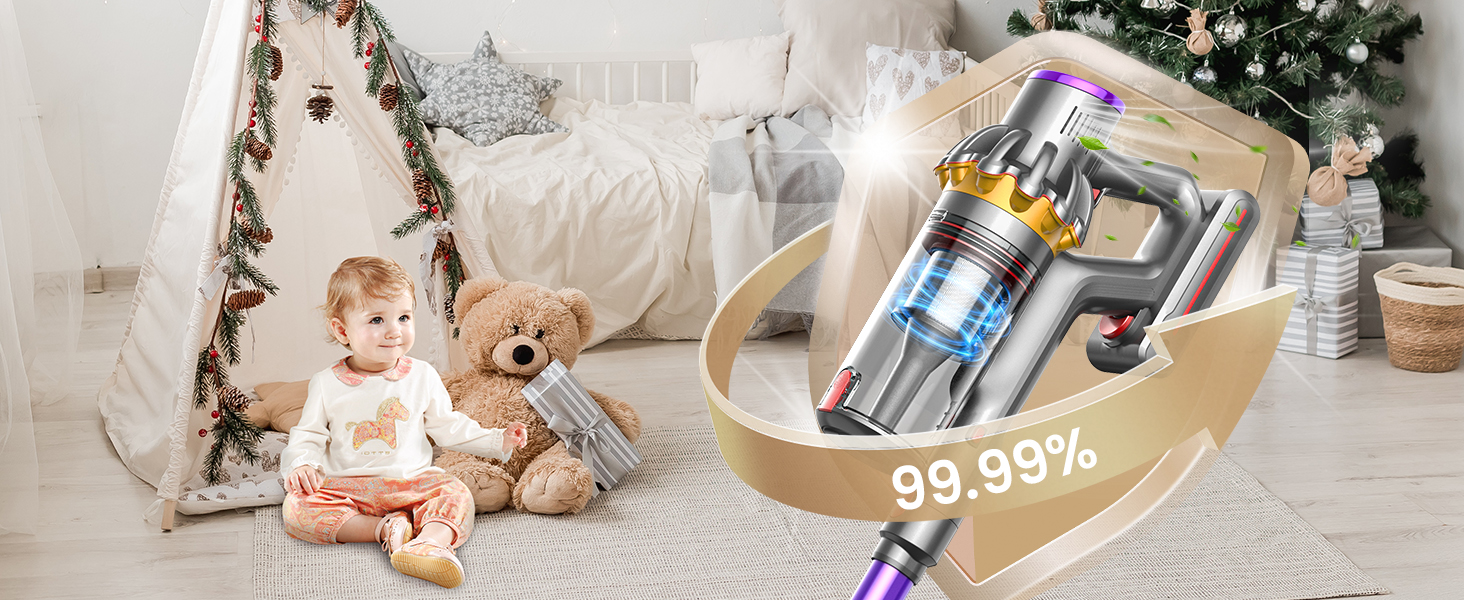 Бездротовий акумуляторний пилосос MAUOKE 45000Pa з LED-дисплеєм та V-подібною насадкою, 6-в-1 для дому, килимів, твердих поверхонь та видалення шерсті тварин