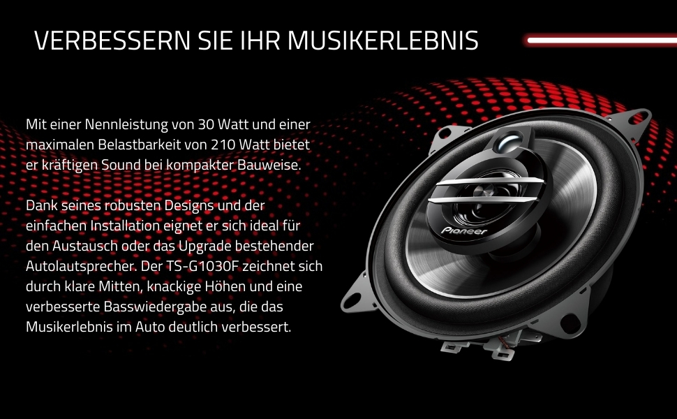 Автомобільні динаміки Pioneer TS-G1030F 3-смугові, 210 Вт, пара, чорні, для монтажу