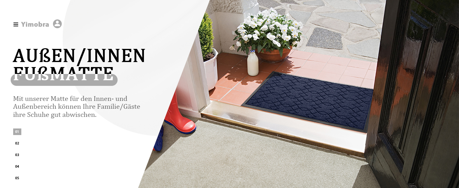 Килимок для входу Yimobra, 75 x 43 см, миючий, вологостійкий, з антиковзким покриттям, чорно-сірий