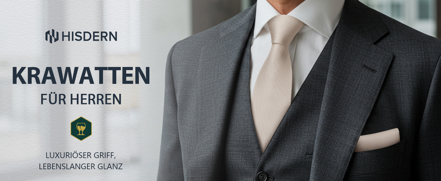 HISDERN Комплект краватки та нагрудного хустинки в клітинку для чоловіків, формальний стиль, класичний, для весілля, бежевий