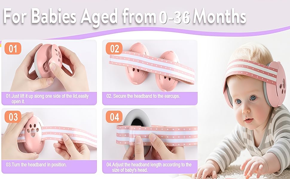 Навушники для захисту слуху дитини 0-36 місяців, 25 dB, сірий колір. Захист від шуму, ідеально для подорожей та сну.