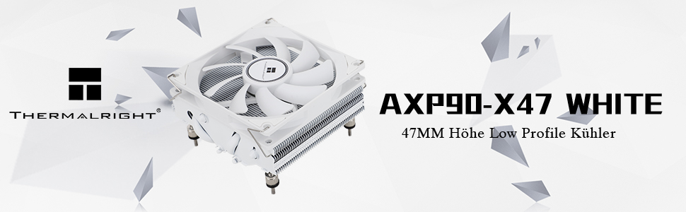 Охолоджувач CPU Thermalright AXP90-X47 Low Profile, 47 мм, для AMD AM4/Intel 1700/1150/1151/1155/1156/1200 (білий)