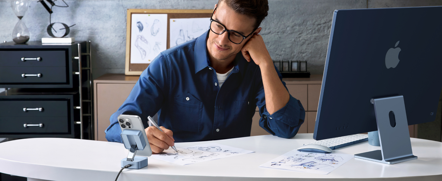 Зарядний пристрій UGREEN MagFlow 2-в-1 MagSafe 25W з підтримкою Qi2, нахильний 70°, для iPhone 16/17, AirPods та Pixel 10 Pro XL, з кабелем 1м