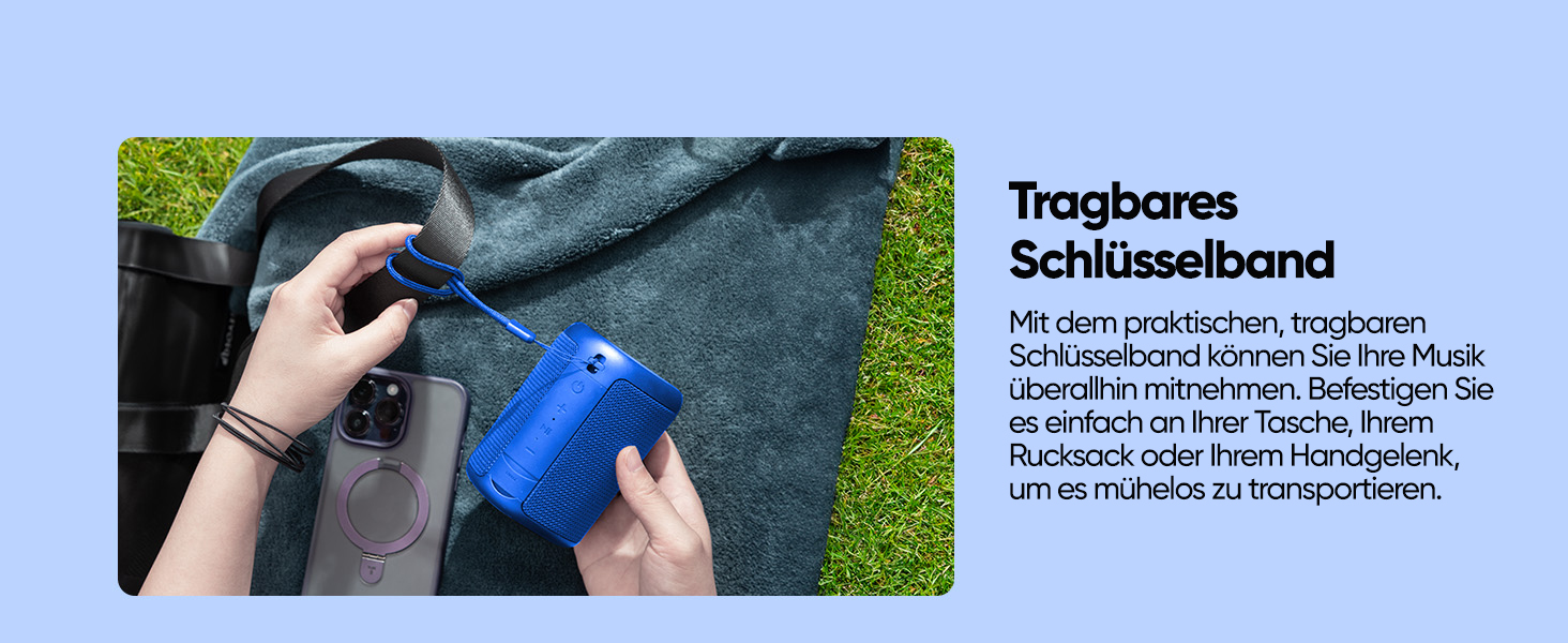 Портативна Bluetooth колонка AY з підсвіткою, водонепроникна IPX5, AUX/TF-карта, 24 год роботи, синя