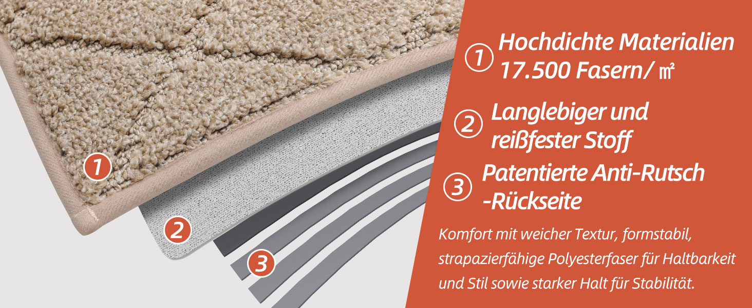 Ковзаючі килимки на сходи COSY HOMEER, 15 шт., 70 x 22 см, антиковзаючі, самоклеючі, машинне прання, 100% поліестер, TPE-підкладка, для дітей, літніх людей та домашніх тварин, сірий та білий