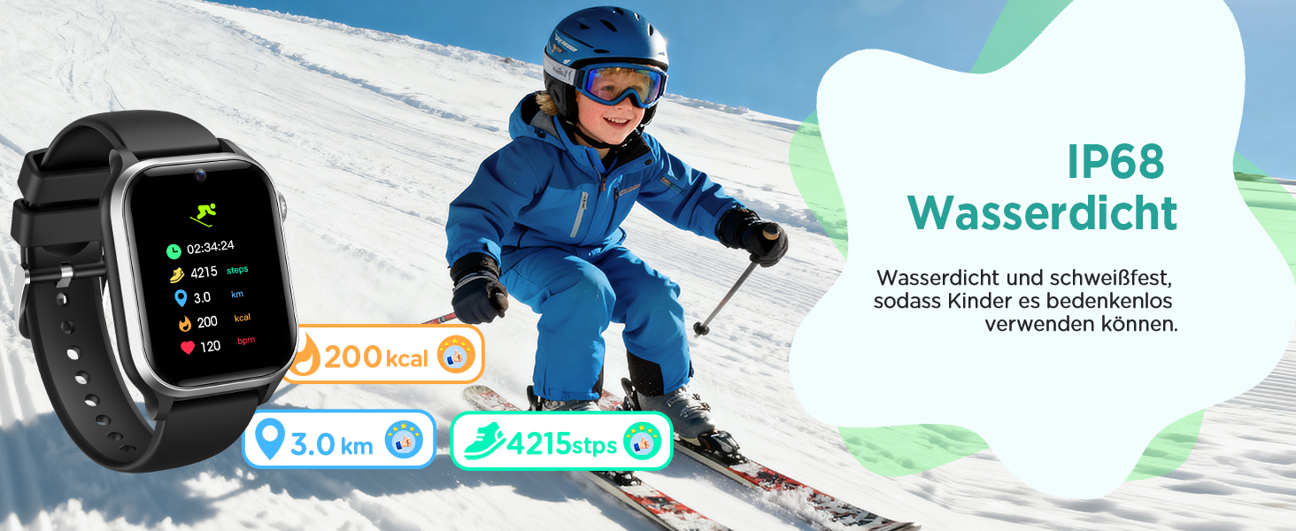 Смарт-годинник RUXINGX для дітей, 1.52″, крокомір, водонепроникний (IP68), з 170+ спортивними режимами, моніторингом серцевого ритму, сном, аудіокнигами, 20 карток для навчання, будильником, чорний