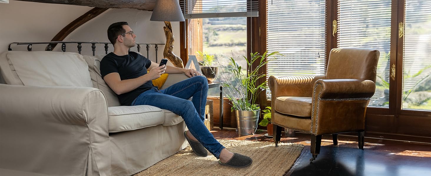 Чоловічі фетрові тапочки BeComfy з гумовою підошвою, 40-46 EU, 43 EU, чорний/зелений