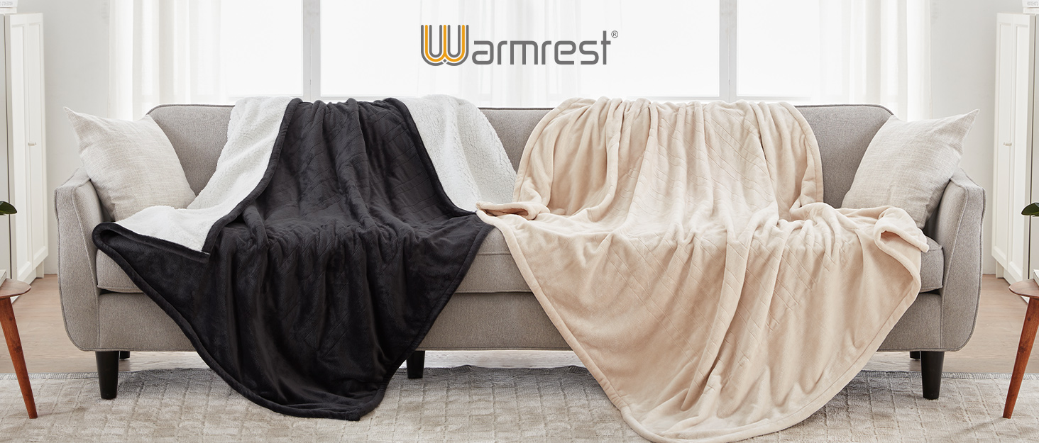 Електрична ковдра Warmrest, фланель, 130x180 см, 6 температурних режимів, таймер 1-10 год, автовимкнення та захист від перегріву, можна прати, сірий колір