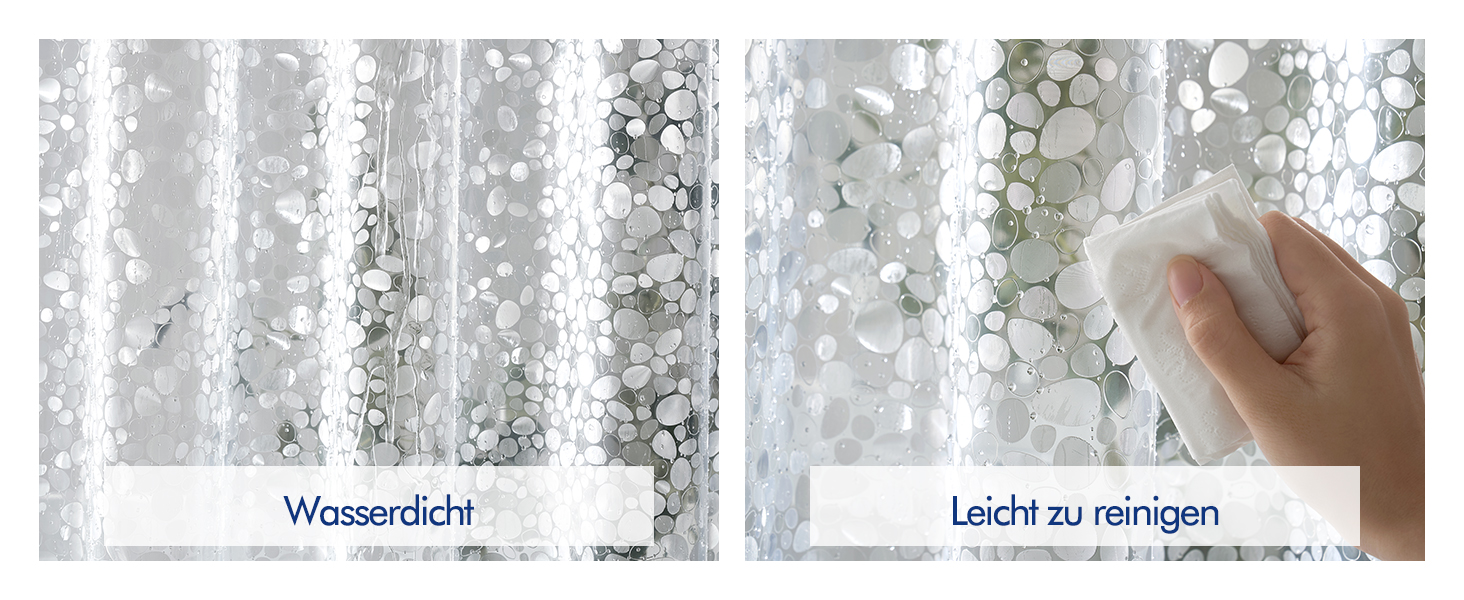 Штора для ванної MIULEE 180x180 см, прозора з 3D камінням, антигрибкова, з магнітами та кільцями (1 шт)