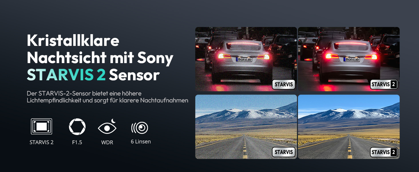 Автомобільний відеореєстратор BOTSLAB G300H Plus 4K Dual-Channel (передня та задня камери), сенсор STARVIS 2, WDR, GPS, 5GHz Wi-Fi, голосове керування, карта пам'яті 64GB, нічний режим