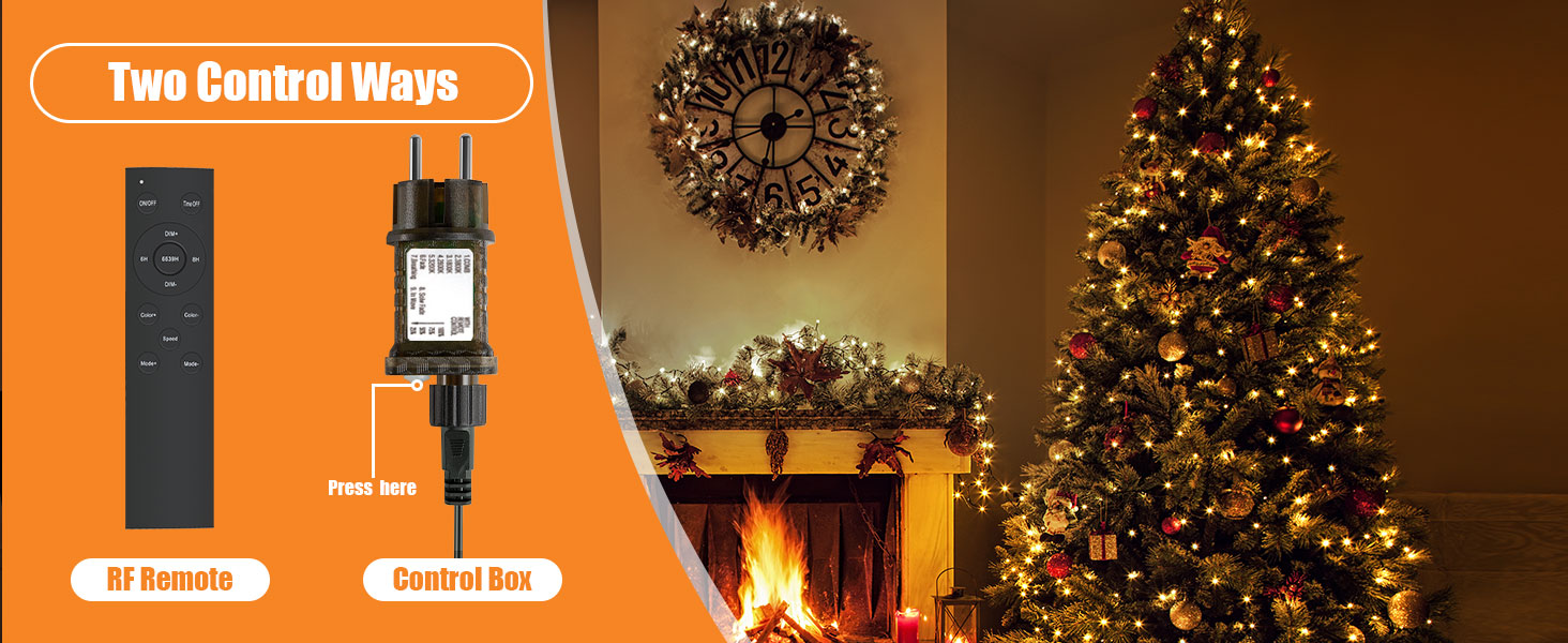Гірлянда світлодіодна Gresonic 200 LED, струмопровідна, для декору, тепле світло, 9 режимів, з пультом дистанційного керування, для дому та саду