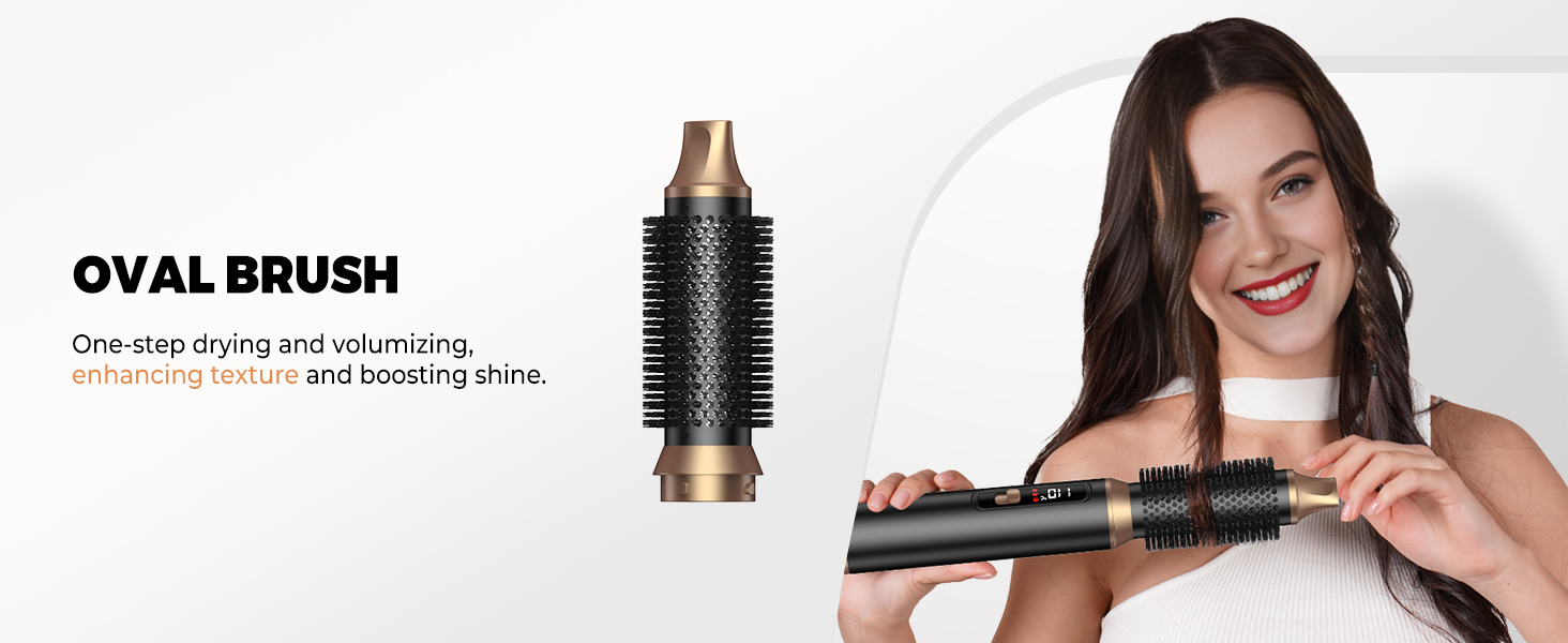 OKWRAP Haarstyler 5-в-1: Airbrush з LCD, Набір для укладки волосся, Фен з насадками, Випрямляч, Локони, Чорний