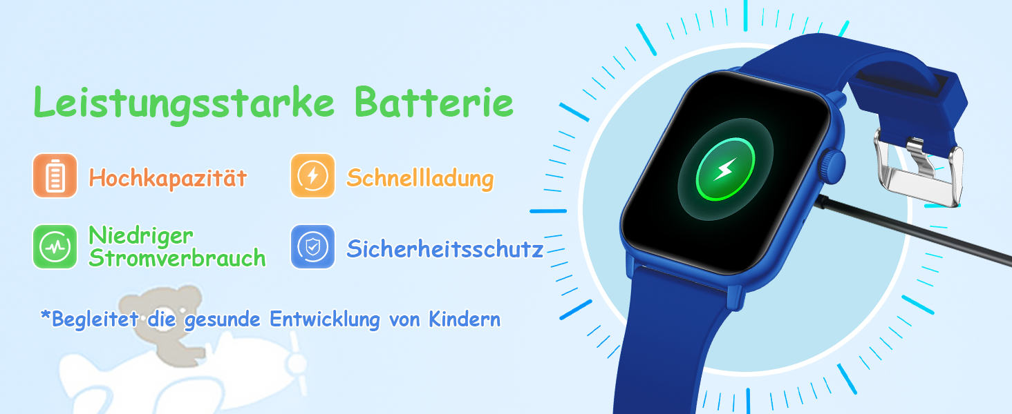 Смарт-годинник для дітей 1.8' з IP68, шагомір, монітор серцевого ритму та сну, активність 24/7, для iOS та Android, Deep Blue