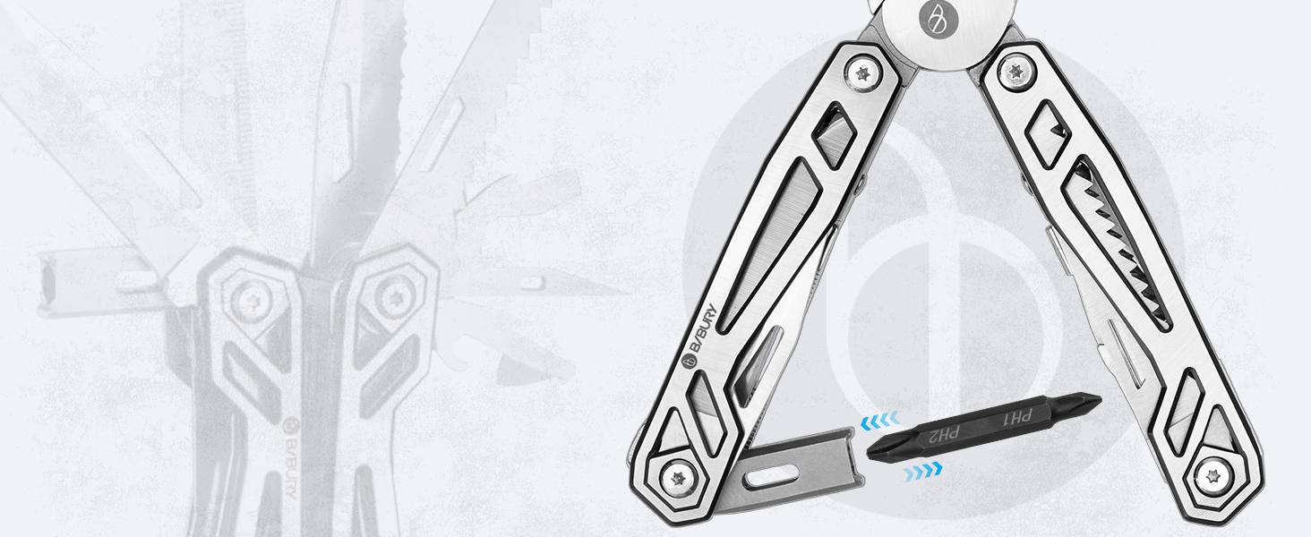 BIBURY Multitool - Titanium Multi-Tool Set with Pliers, Screwdriver, for Men & Women, Outdoor, Camping, Hunting, Fishing & Hiking