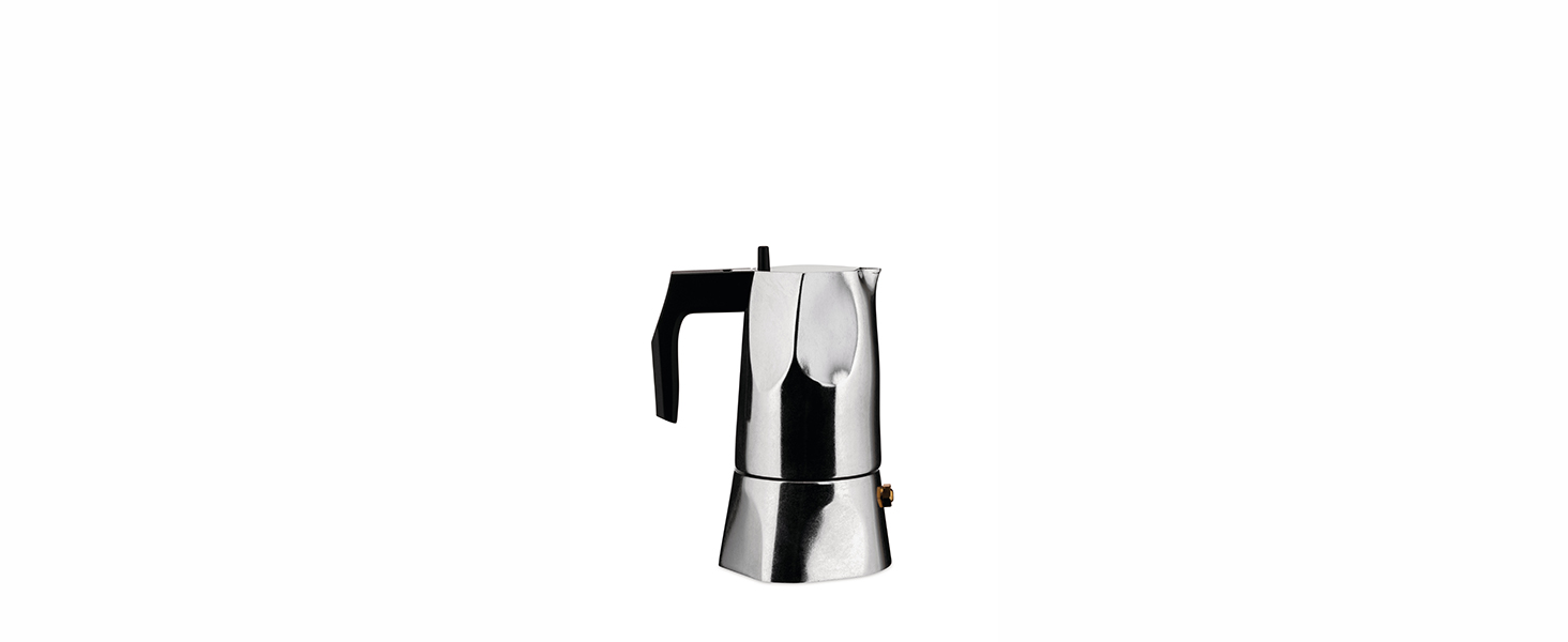 Еспресо-кавомашина Alessi Ossidiana MT18/3 B - дизайн, алюміній, 3 чашки, чорний колір