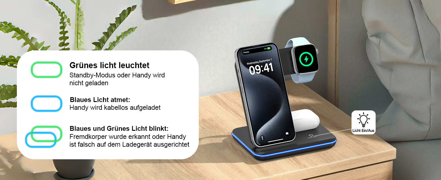 Бездротова зарядка 3-в-1 для Apple iPhone, Apple Watch та AirPods (чорний)