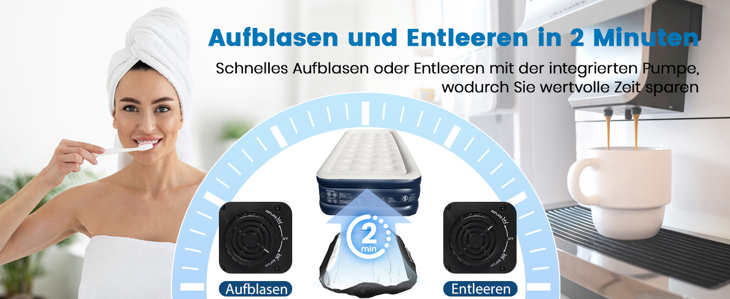 Надувний матрац самонадувний з вбудованим насосом, 203x152x46 см, 363 кг (1 особа)