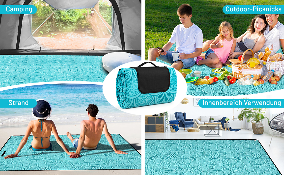 Водонепроникний плед для пікніка Gucass 200x200 см - Плед для пляжу, кемпінгу, BBQ, пікніка