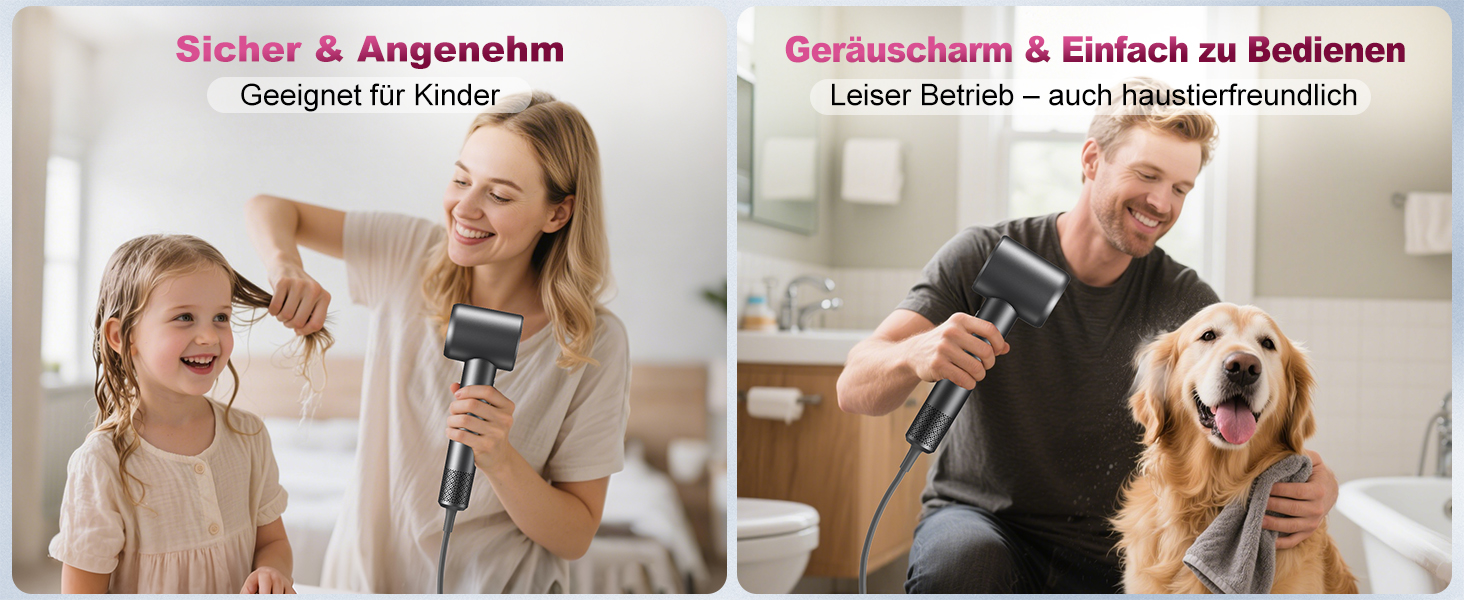 Фен для волосся з іонізацією 200 млн іонів, з насадкою-дифузором, безщітковий двигун 110 000 об/хв, 1600 Вт, 59 дБ, компактний фен для подорожей, 2 роки гарантії