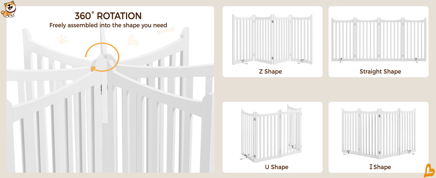 Захисне ґратка для собак Yaheetech, 90.5 x 201.5 см, білий, 4 панелі