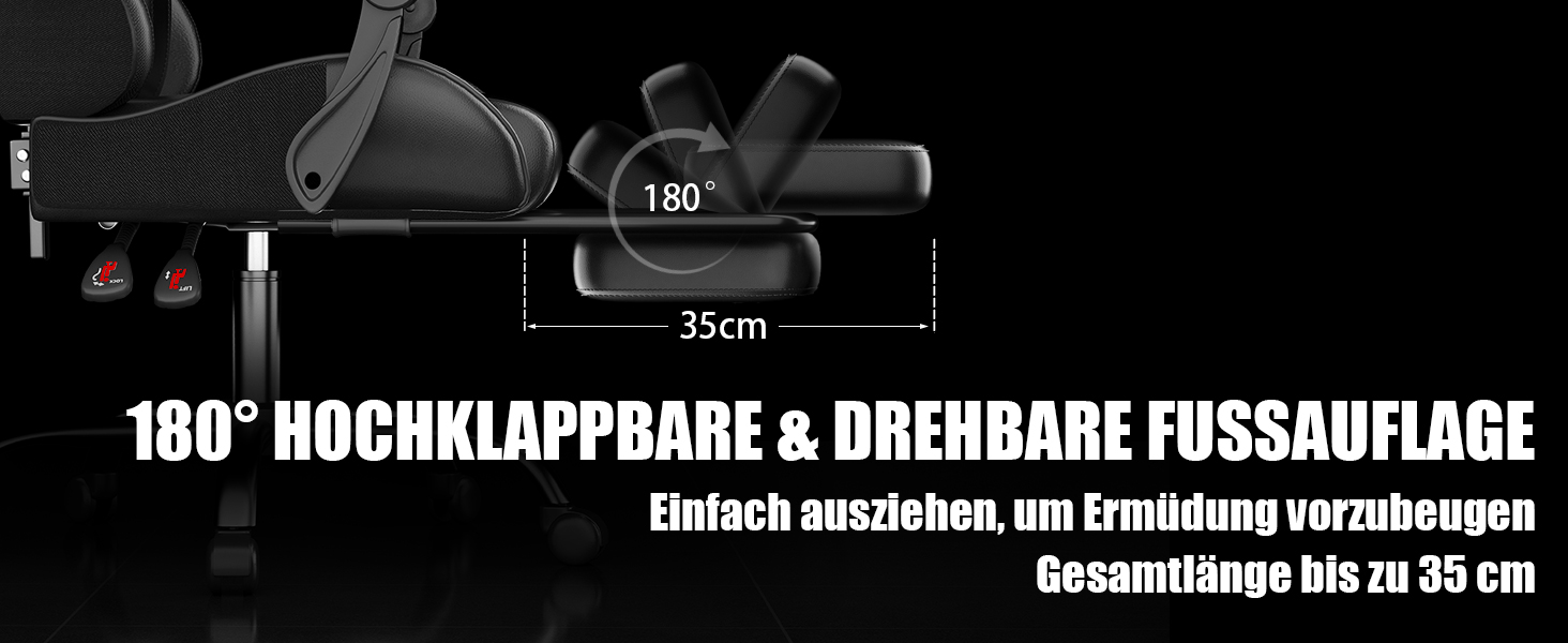 Геймерське крісло Czlolo RGB LED з підставкою для ніг, ергономічне, для комп'ютера, з підголівником та масажем, регульоване по висоті, блакитне (чорне)