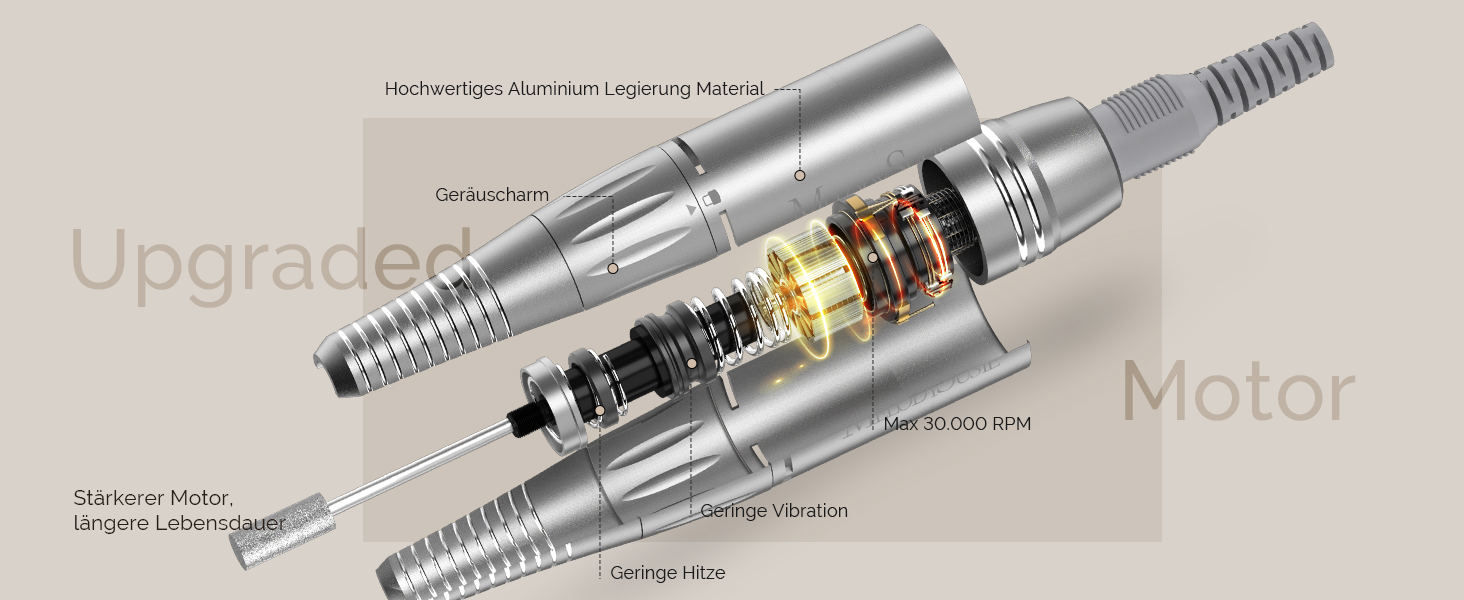 MelodySusie SC300F Професійний насадковий фрезер для нігтів, електрична насадка для манікюру, 30000 об/хв, LCD-дисплей, регулювання швидкості, для акрилу та гелю, для салону, білий