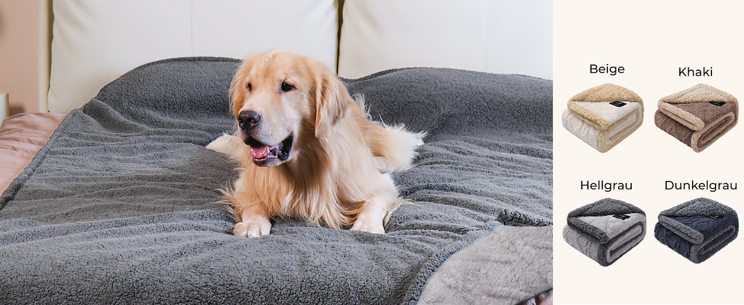 Водонепроникний коврик для собак Luciphia, миючий, для собак, котів, цуценят, м'який флісовий коврик з Sherpa, середнього та великого розміру для ліжка, дивана, софи, (102 * 145cm) (145 * 165cm), сірий в клітинку