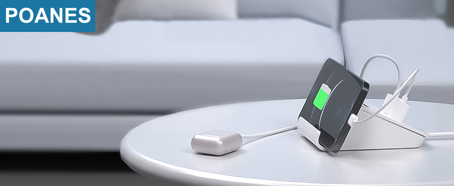 Багатопортова USB зарядка POANES 25W - зарядний станція на 4 порти для iPhone, Samsung, LG, Huawei та інших пристроїв (чорний)