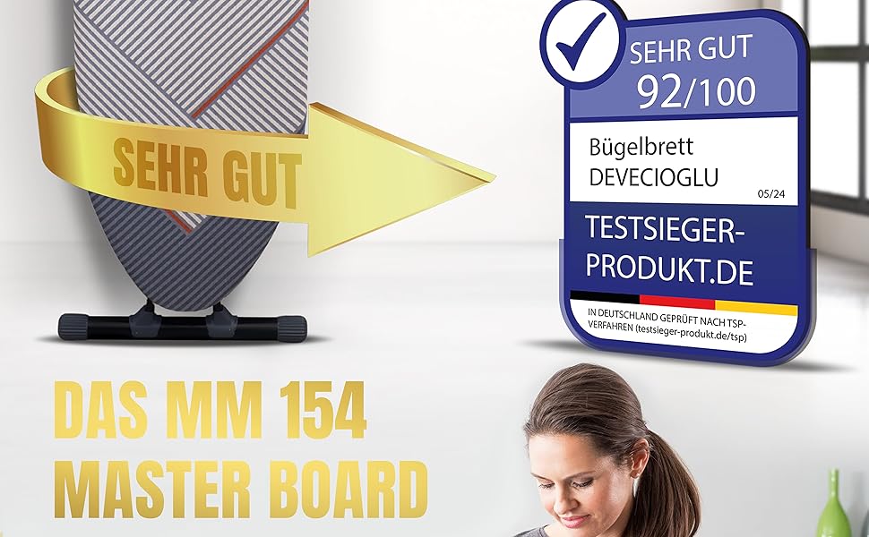 Прасувальна дошка DEVEÇİOĞLU 156x45 см з чохлом 140x40 см, для парогенераторів, складна, ідеальна як настільна прасувальна дошка