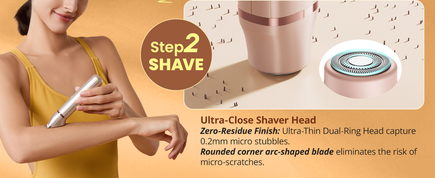 Електричний триммер для бікіні VG VOGCREST: безболісний жіночий депілятор для тіла, для рук, ніг, зони бікіні (рожеве золото)